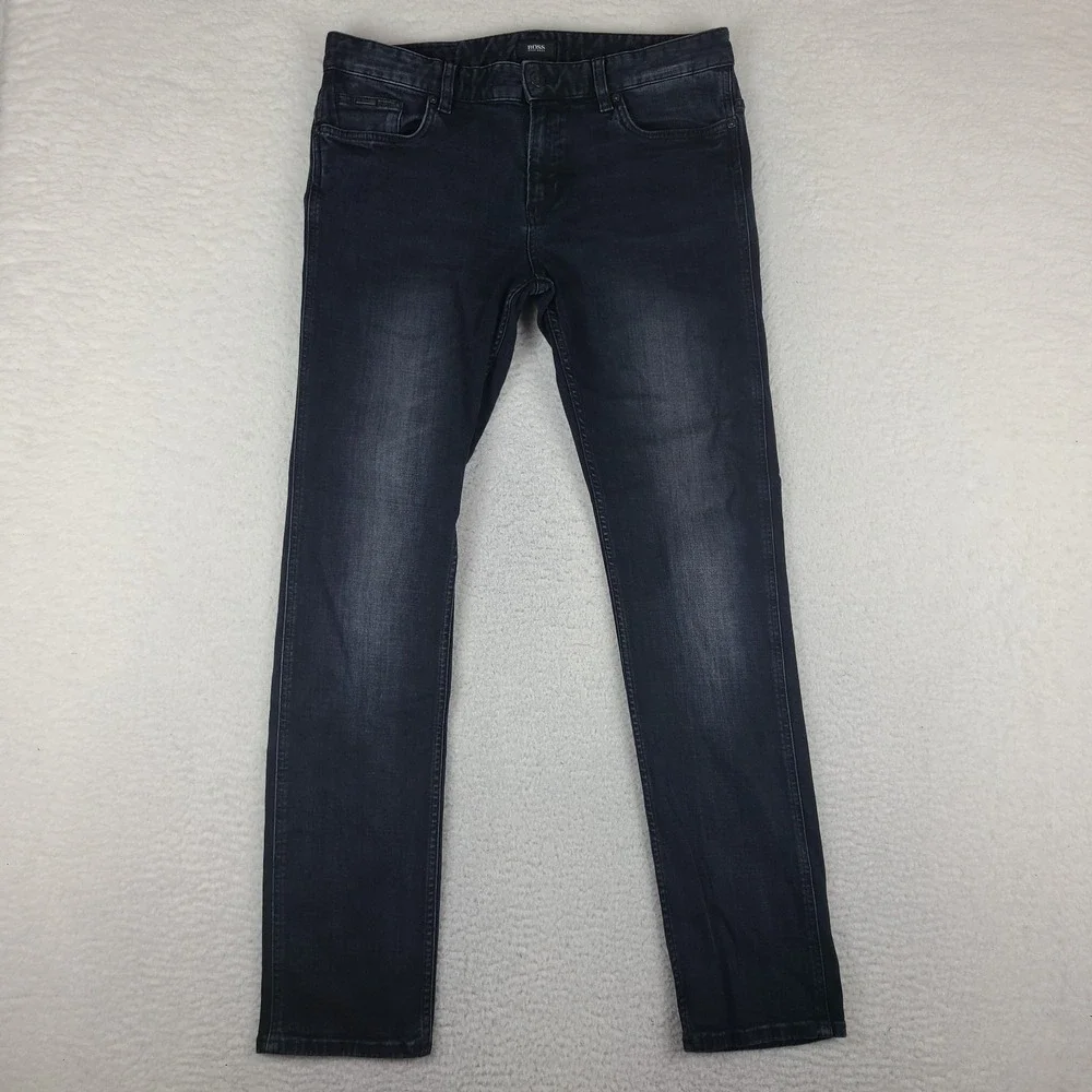 Hugo Boss Jeans Mens 34x33 Blue Delaware Slim Fit Dark Wash Denim